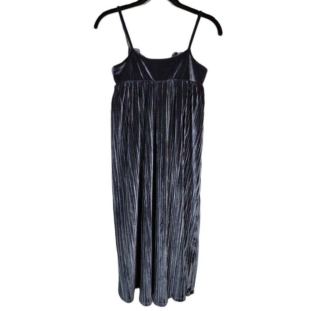 MASKED QUEEN Cottagecore Blue Velour knee length Dress Sz Small Adjustable Strap